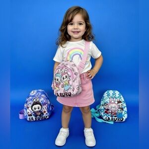 LaBubu Kids Backpack  Blue, Purple, Pink